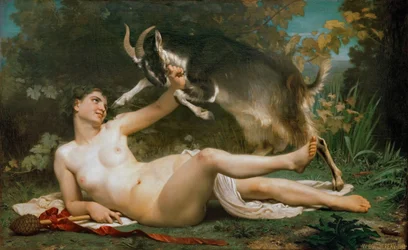A Bacchante Teasing a Goat